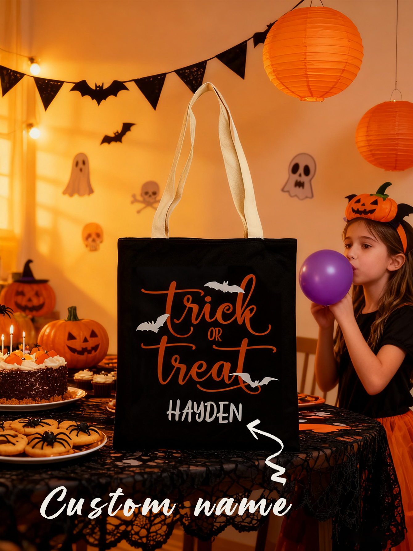 Personalized Halloween Bat Silhouette Snack Bag